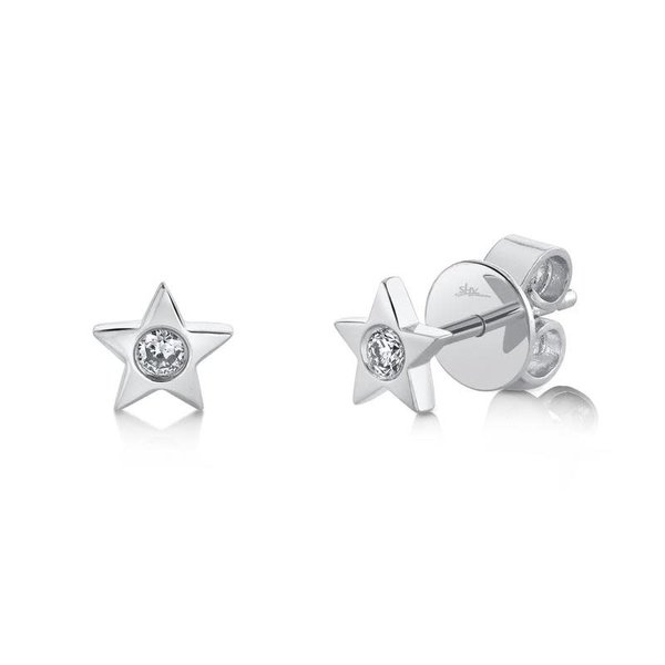 SHY CREATION INC 14K White Gold 0.06C Diamond Stud Earrings