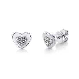 SHY CREATION INC 0.06CT 14kt White Gold Diamond Heart Stud Earrings