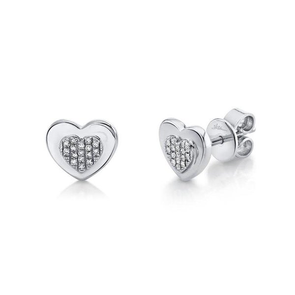 SHY CREATION INC 0.06CT 14kt White Gold Diamond Heart Stud Earrings