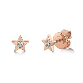 SHY CREATION INC 0.06CT 14kt Rose Gold Diamond Star Stud Earrings