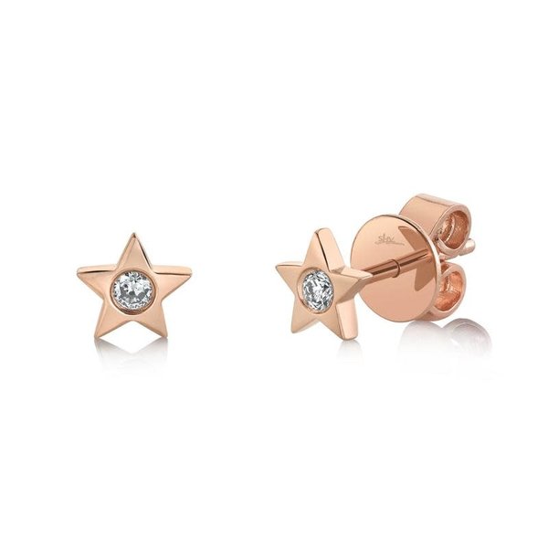 SHY CREATION INC 0.06CT 14kt Rose Gold Diamond Star Stud Earrings