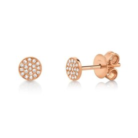 14K Rose Gold 0.07C Diamond Pave Stud Earrings