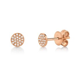 SHY CREATION INC 14K Rose Gold 0.07C Diamond Pave Stud Earrings