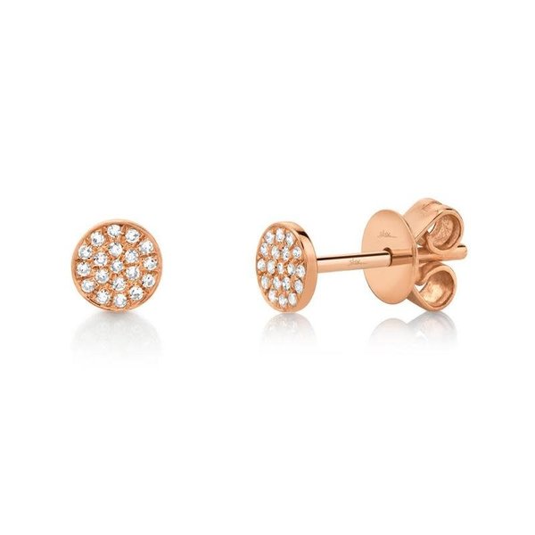 SHY CREATION INC 14K Rose Gold 0.07C Diamond Pave Stud Earrings