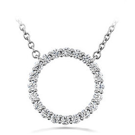 HEARTS ON FIRE LLC .35 - .45ct Hearts on Fire 18kt White Gold Circle Pendant - Medium