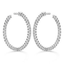 .84-.94ctw 18kt White Gold Hearts on Fire Signature Inside Out Hoops - Sm