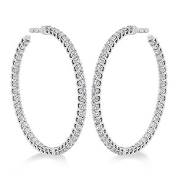 HEARTS ON FIRE LLC 2.17-2.27ctw 18kt White Gold Hearts on Fire Diamond Inside-Outside Hoops