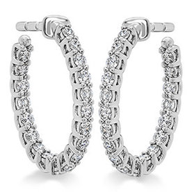 HEARTS ON FIRE LLC .61-.71ctw 18kt White Gold Hearts on Fire Signature Oval Hoops - Sm