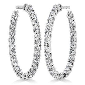 1.35-1.45ct Hearts on Fire 18kt White Gold Signature Oval Hoops - Med