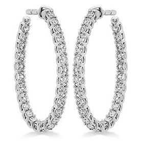 1.35-1.45ct Hearts on Fire 18kt White Gold Signature Oval Hoops - Med