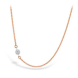 HEARTS ON FIRE LLC .01-.03ctw Hearts on Fire 18kt Rose and White Gold  Off-Set Single Bezel Dia Necklace