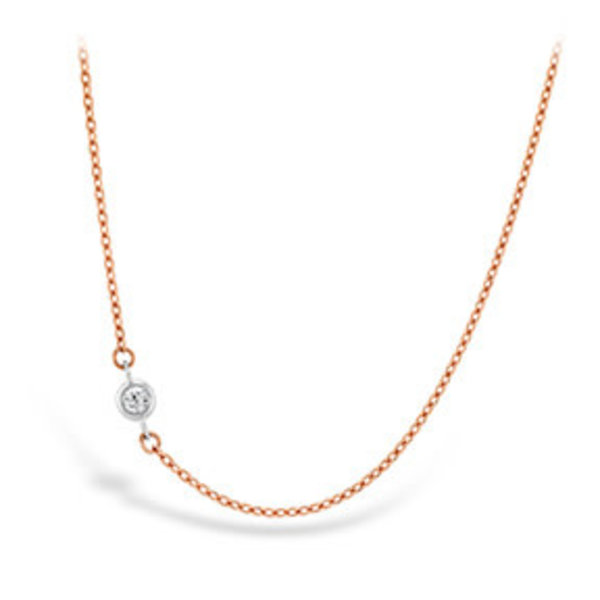 HEARTS ON FIRE LLC .01-.03ctw Hearts on Fire 18kt Rose and White Gold  Off-Set Single Bezel Dia Necklace