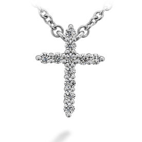 0.13ctw Hearts on Fire 18kt White Gold Cross Pendant - Small