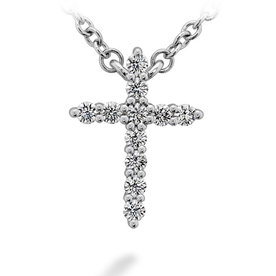 HEARTS ON FIRE LLC 0.13ctw Hearts on Fire 18kt White Gold Cross Pendant - Small