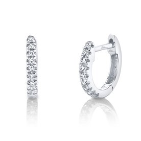 SHY CREATION INC 14k White Gold 0.04ct Diamond Huggie Earrings