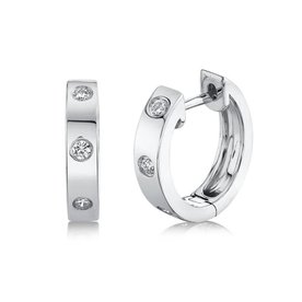SHY CREATION INC 14K White Gold 0.11ct Diamond Huggie Earrings