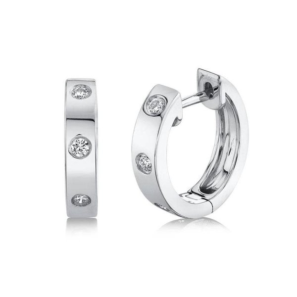 SHY CREATION INC 14K White Gold 0.11ct Diamond Huggie Earrings