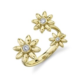 SHY CREATION INC 0.15ct 14kt Yellow Gold Diamond Flower Ring