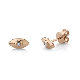 14K Rose Gold 0.03C Diamond Eye Stud Earrings