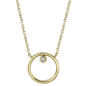 14K Yellow Gold 0.03C Diamond Circle Necklace