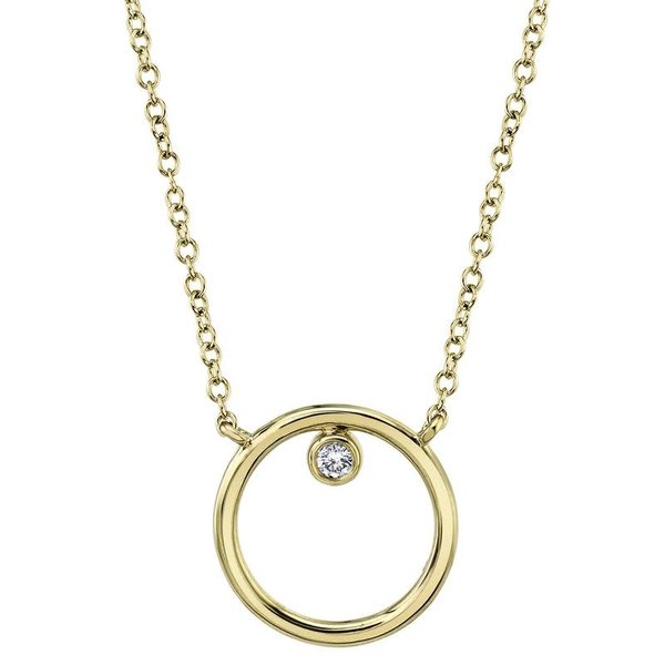 14K Yellow Gold 0.03C Diamond Circle Necklace