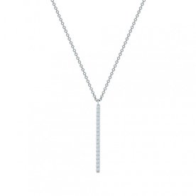 18K White Gold .16ct Diamond Vertical Bar Pendant