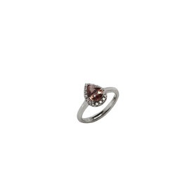 18kw 1.01ct Peach Sapph .16ct Dia Ring