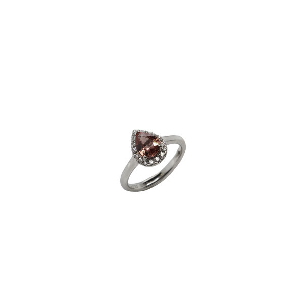 PSWBSS - 18kw 1.01ct Peach Sapph .16ct Dia Ring