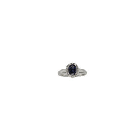 18kw 1.22ct Sapphire .30ct Diamond Cluster Ring