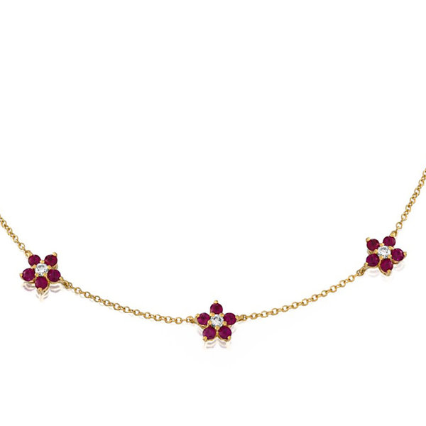 N7328RY-3 - 18ky 1.15ct Ruby 0.25ct Diamond Necklace