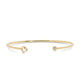 SHY CREATION INC 14K Yellow Gold 0.04C Diamond Heart Bangle