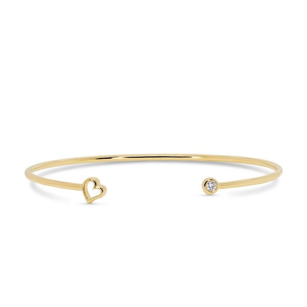 SHY CREATION INC 14K Yellow Gold 0.04C Diamond Heart Bangle