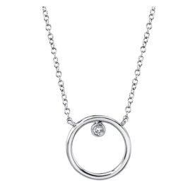14K White Gold 0.03ct Diamond Circle Necklace