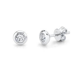 SHY CREATION INC 14K White Gold 0.40C Diamond Bezel Stud Earrings