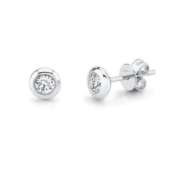 SHY CREATION INC 14K White Gold 0.40C Diamond Bezel Stud Earrings