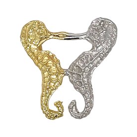 BERMUDA COLLECTION 18kt Yellow + White Gold Seahorse Mini Kiss Pendant