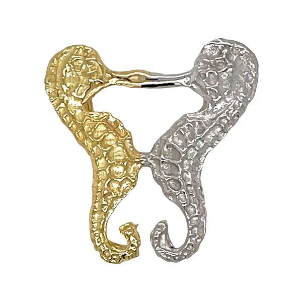 BERMUDA COLLECTION 18kt Yellow + White Gold Seahorse Mini Kiss Pendant
