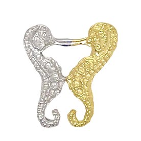 BERMUDA COLLECTION 18kt White + Yellow Gold Seahorse Mini Kiss Pendant