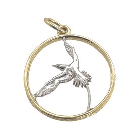 BERMUDA COLLECTION 18kt Yellow + White Gold Longtail in Circle Pendant