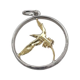 BERMUDA COLLECTION 18kt Yellow + White Gold Longtail in Circle Pendant