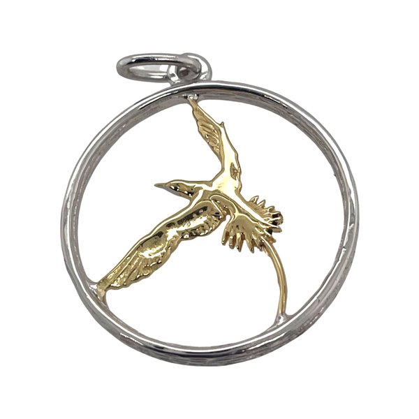 BERMUDA COLLECTION 18kt Yellow + White Gold Longtail in Circle Pendant