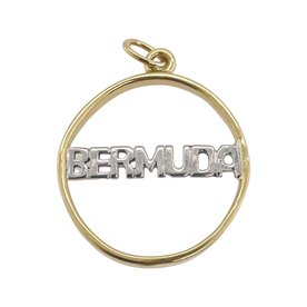 BERMUDA COLLECTION 18kt Yellow + White Gold Bermuda Word in Circle Pendant