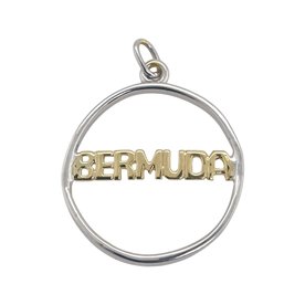 BERMUDA COLLECTION 18kt Yellow + White Gold Bermuda Word in Circle Pendant