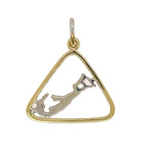 BERMUDA COLLECTION 18kt Yellow + White Gold Map in Triangle Pendant