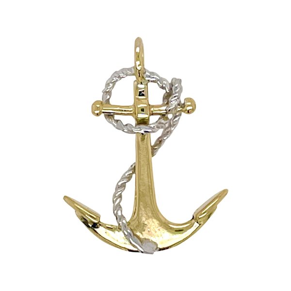 BERMUDA COLLECTION 18kt Yellow + White Gold Anchor Rope Pendant