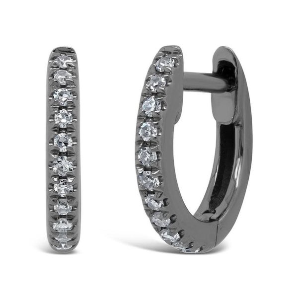 14K Black Rhodium 0.04ct Diamond Mini Huggie Earrings