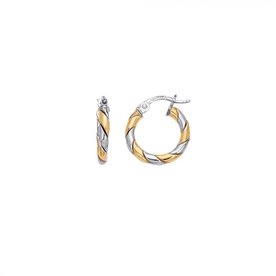 14kt Yellow Gold & White Gold Twisted Hoops