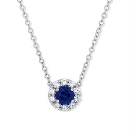 18kw .74ct Sapphire .30ct Diamond Pendant