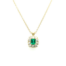 18ky .31ct Emerald .30ct Diamond Pendant