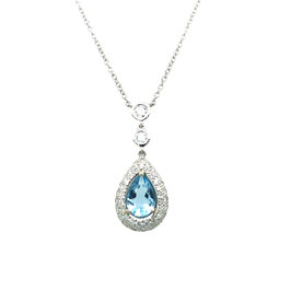 Platinum .53ct Aquamarine & .36ct Diamond Pendant